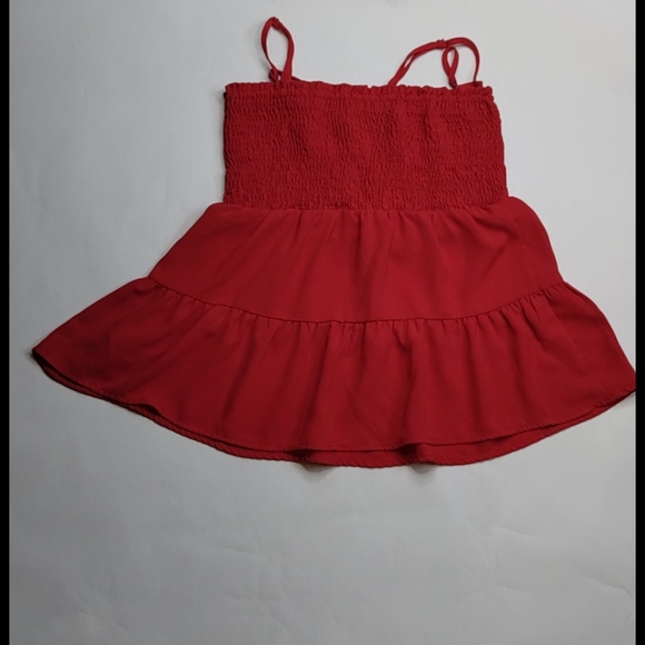 Red Paper Crane Ruched Spaghetti Strap Babydoll To - Picture 3 of 3